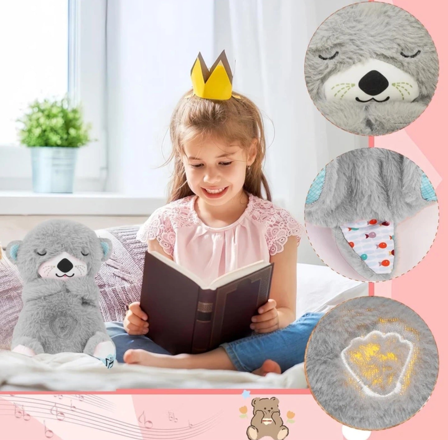 BREATHING TEDDY BEAR BREATHING MOTION INFANT TOYS FOR NEWBORNS, SOFT BREATHING STITCH