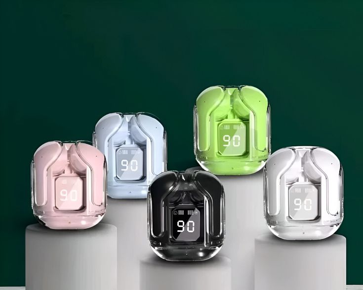 WIRELESS EARBUDS DUAL STEREO LED DIGITAL DISPLAY TRANSPARENT HEADPHONE BLUETOOTH HEADSET ( WIRELESS)