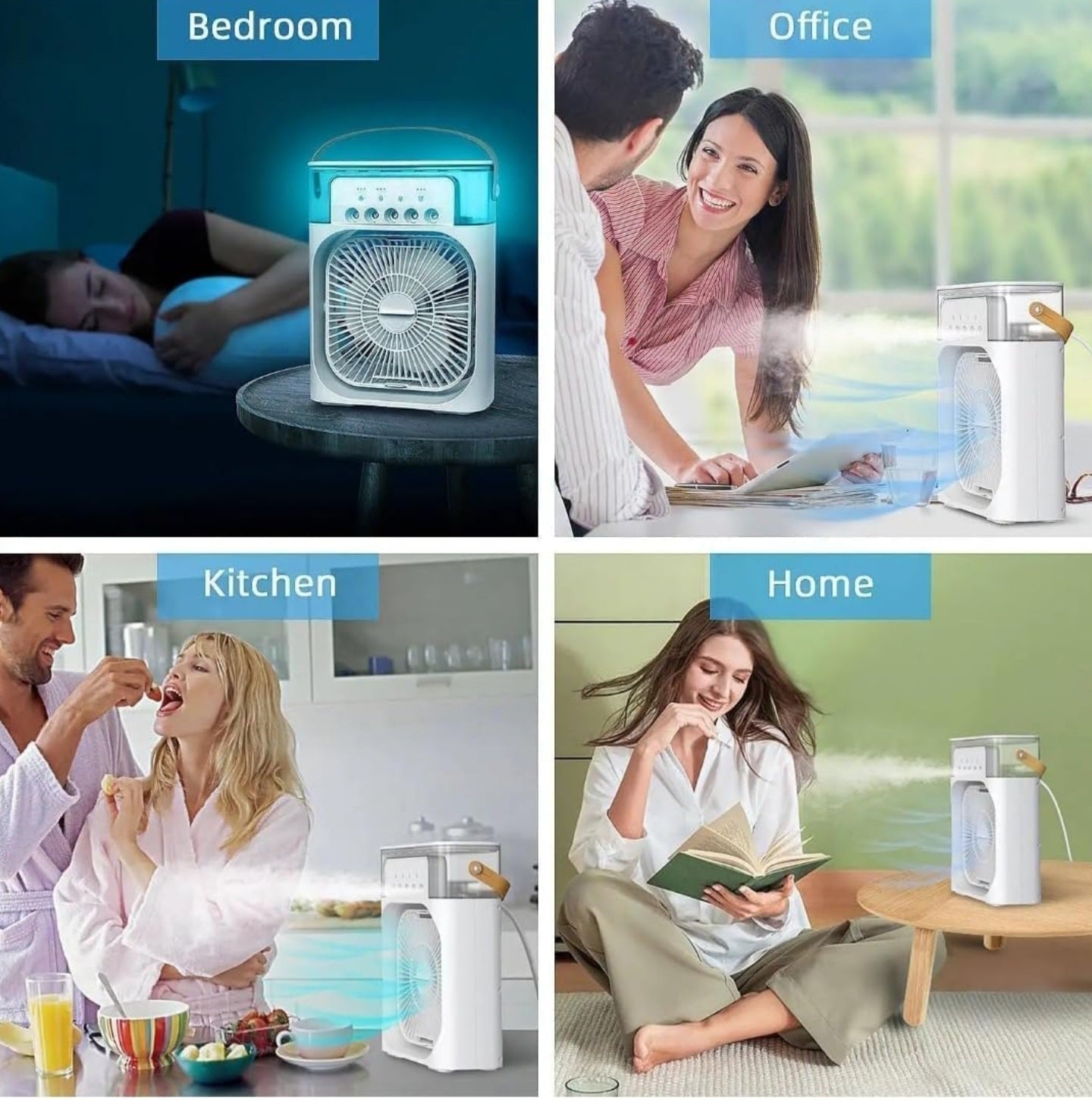 MINI COOLER FOR ROOM COOLING 4-IN-1 PORTABLE AIR CONDITIONER FAN MINI COOLER MIST FAN MINI TABLE FAN USB AIR COOLER (MULTICOLOUR) USB AIR COOLER (WHITE)