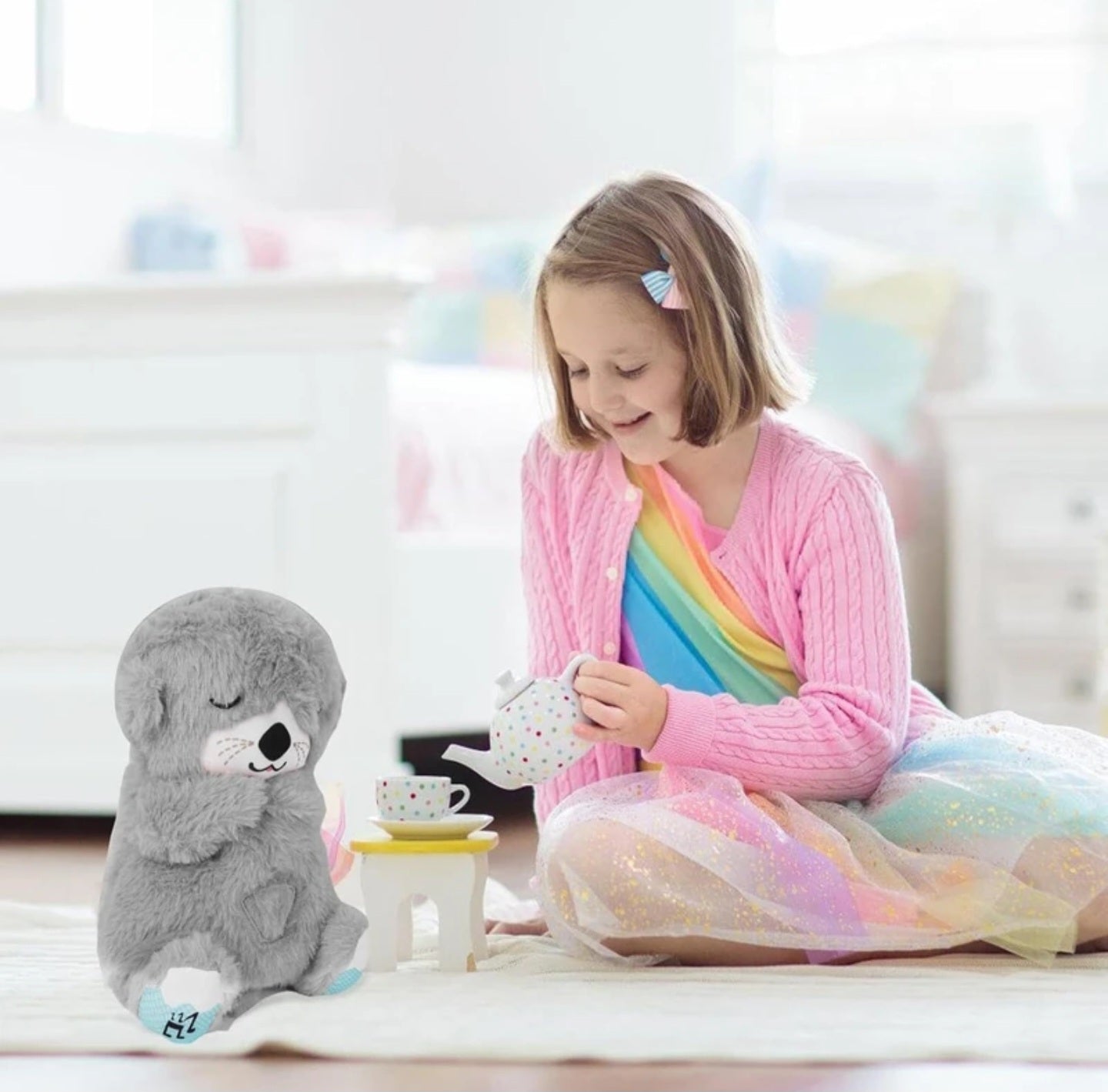BREATHING TEDDY BEAR BREATHING MOTION INFANT TOYS FOR NEWBORNS, SOFT BREATHING STITCH