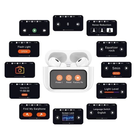 DISPLAY EARBUDS TOUCHSCREEN WITH ADVANCE FEATURE ANC+ENC BLUETOOTH HEADSET (WHITE, TRUE WIRELESS)