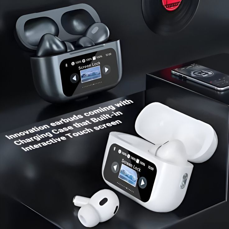 DISPLAY EARBUDS TOUCHSCREEN WITH ADVANCE FEATURE ANC+ENC BLUETOOTH HEADSET (WHITE, TRUE WIRELESS)