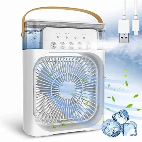 MINI COOLER FOR ROOM COOLING 4-IN-1 PORTABLE AIR CONDITIONER FAN MINI COOLER MIST FAN MINI TABLE FAN USB AIR COOLER (MULTICOLOUR) USB AIR COOLER (WHITE)