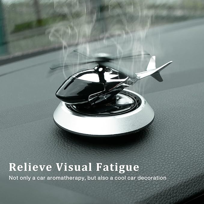 CAR DASHBOARD HELICOPTER SOLAR CAR PERFUME DISPENSER [SILVER] AIR PURIFIER