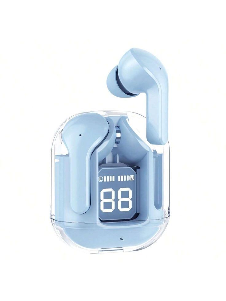 WIRELESS EARBUDS DUAL STEREO LED DIGITAL DISPLAY TRANSPARENT HEADPHONE BLUETOOTH HEADSET ( WIRELESS)