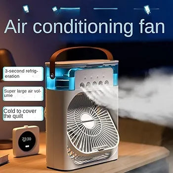 MINI COOLER FOR ROOM COOLING 4-IN-1 PORTABLE AIR CONDITIONER FAN MINI COOLER MIST FAN MINI TABLE FAN USB AIR COOLER (MULTICOLOUR) USB AIR COOLER (WHITE)
