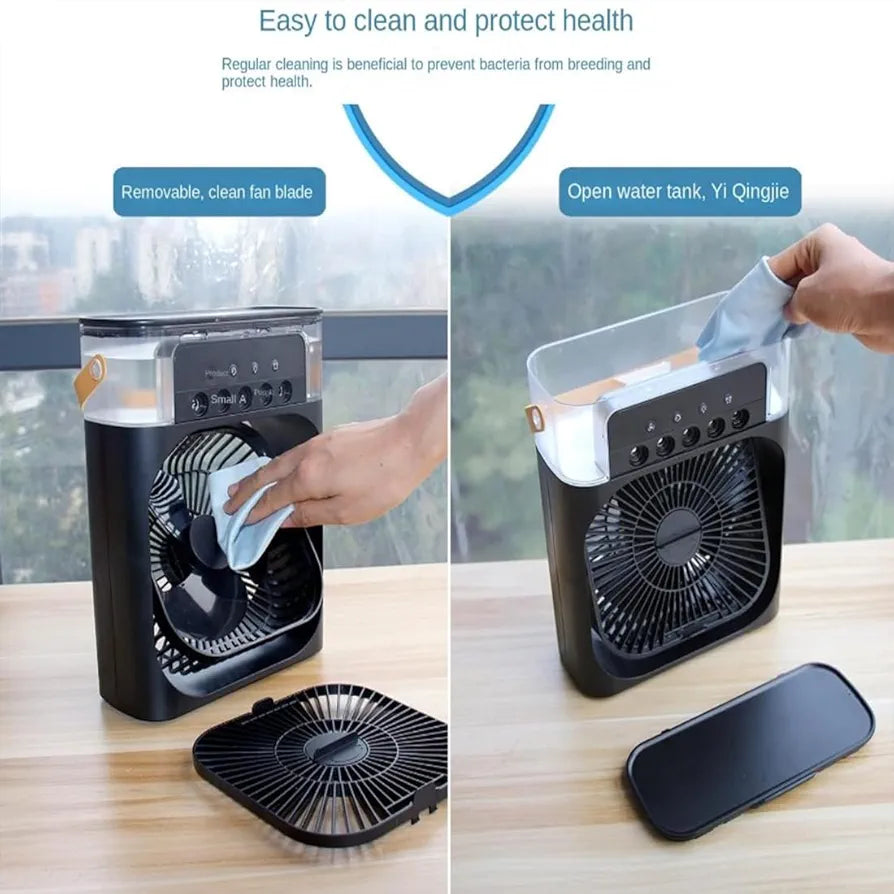 MINI COOLER FOR ROOM COOLING 4-IN-1 PORTABLE AIR CONDITIONER FAN MINI COOLER MIST FAN MINI TABLE FAN USB AIR COOLER (MULTICOLOUR) USB AIR COOLER (WHITE)