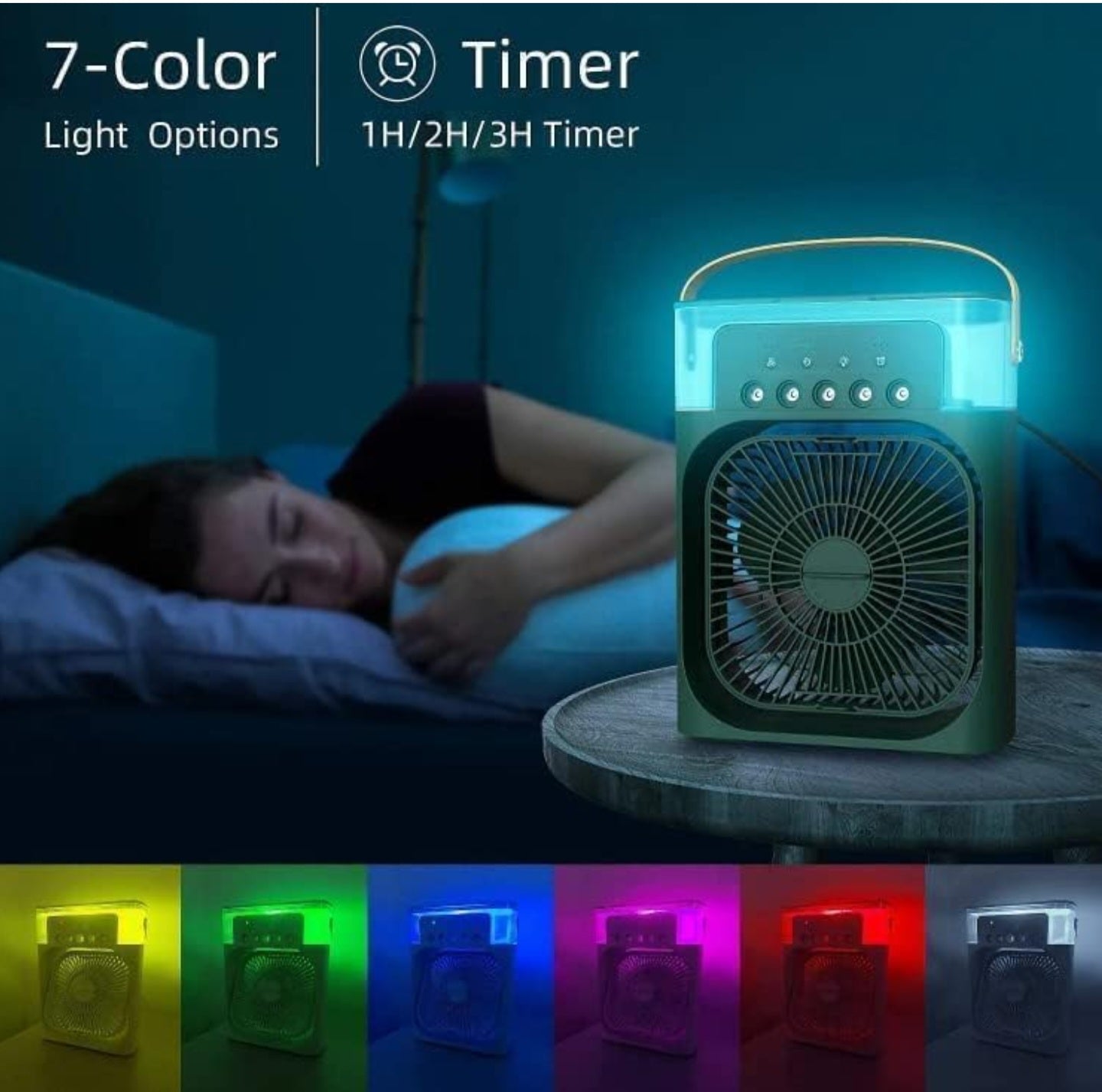MINI COOLER FOR ROOM COOLING 4-IN-1 PORTABLE AIR CONDITIONER FAN MINI COOLER MIST FAN MINI TABLE FAN USB AIR COOLER (MULTICOLOUR) USB AIR COOLER (WHITE)