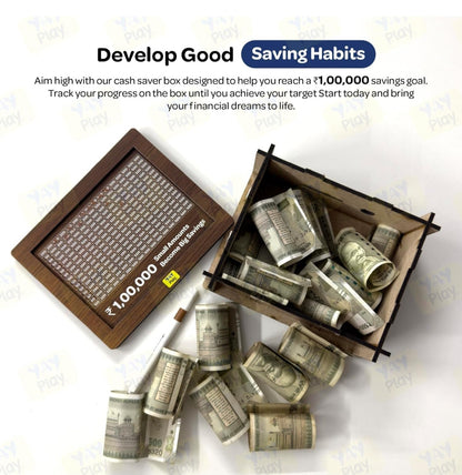 WOODEN PIGGY BANK MONEY SAVER BOX 100000 CASH COIN SAVING BOX GULLAK KIDS ADULTS COIN BANK (BROWN)