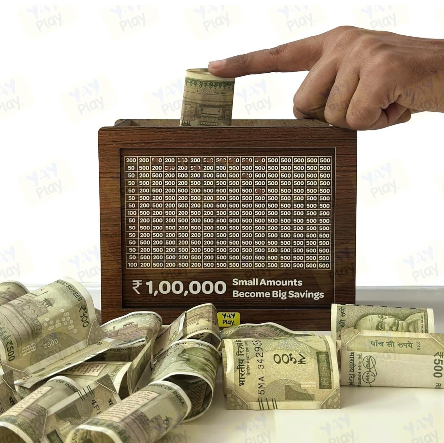 WOODEN PIGGY BANK MONEY SAVER BOX 100000 CASH COIN SAVING BOX GULLAK KIDS ADULTS COIN BANK (BROWN)