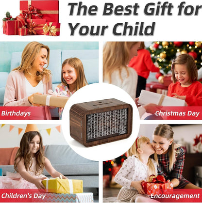 WOODEN PIGGY BANK MONEY SAVER BOX 100000 CASH COIN SAVING BOX GULLAK KIDS ADULTS COIN BANK (BROWN)
