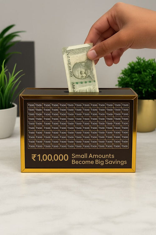 WOODEN PIGGY BANK MONEY SAVER BOX 100000 CASH COIN SAVING BOX GULLAK KIDS ADULTS COIN BANK (BROWN)