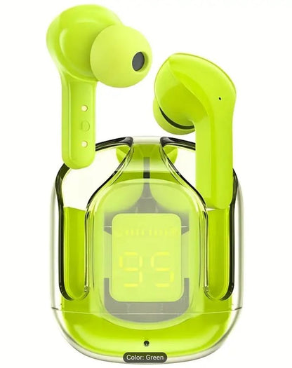 WIRELESS EARBUDS DUAL STEREO LED DIGITAL DISPLAY TRANSPARENT HEADPHONE BLUETOOTH HEADSET ( WIRELESS)