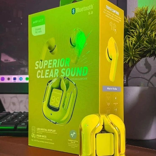 WIRELESS EARBUDS DUAL STEREO LED DIGITAL DISPLAY TRANSPARENT HEADPHONE BLUETOOTH HEADSET ( WIRELESS)